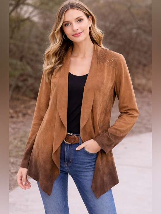 Love Riche Jackets & Blazers - Love Riche Brown Ombre Cape Jacket